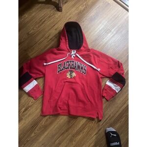 Chicago Blackhawks 1/4 Lace Collar NHL Hoodie  Size Large
